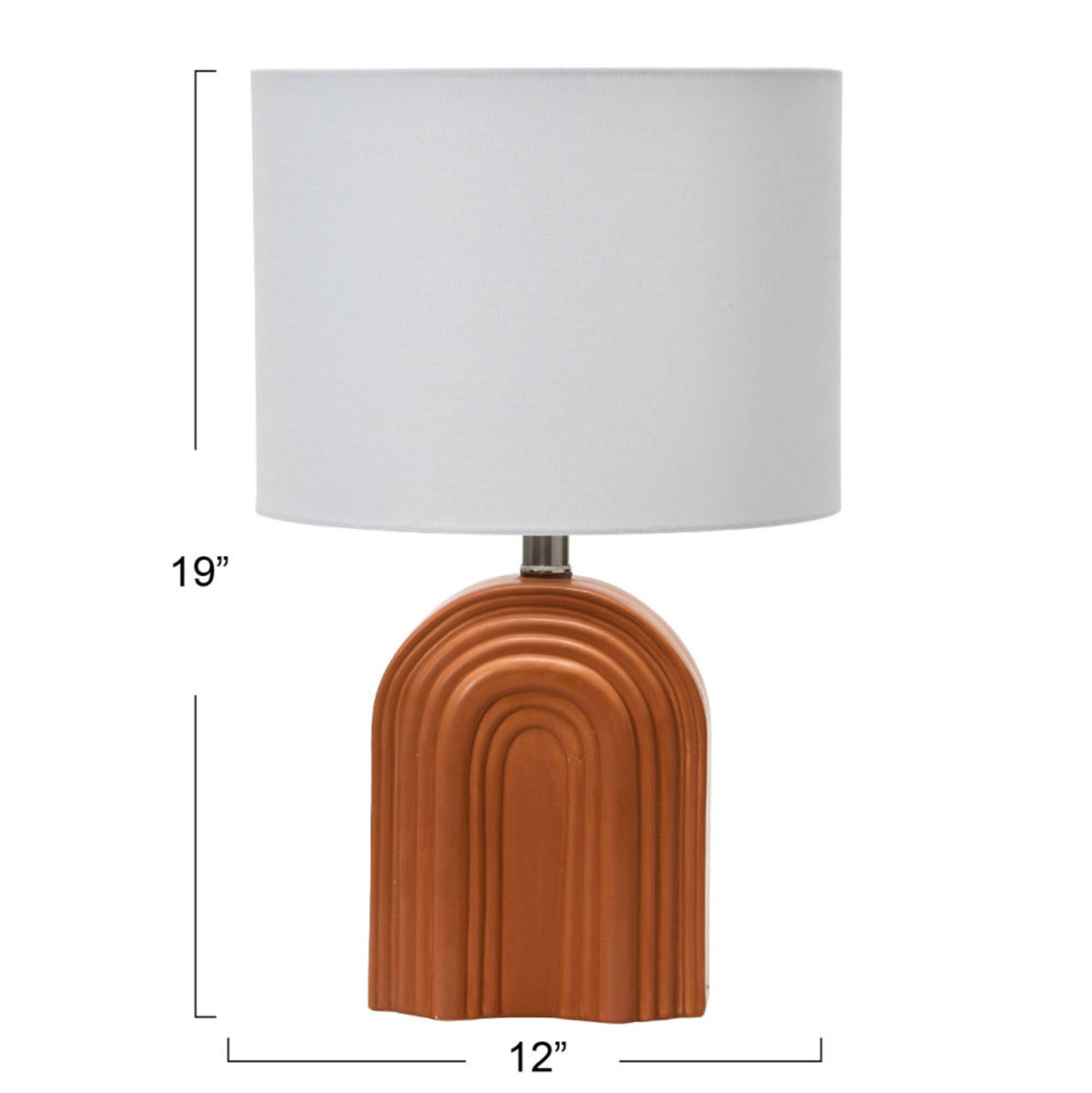 Hello Honey® 19" Carved Arch Stoneware Table Lamp with Linen Drum Shade